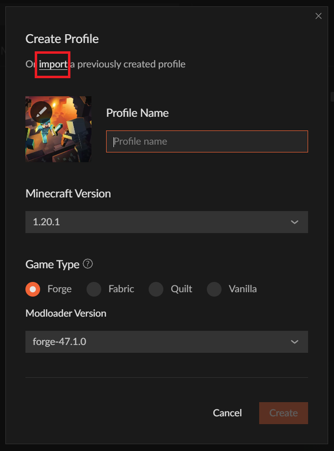Importer un profil personnalisé sur CurseForge