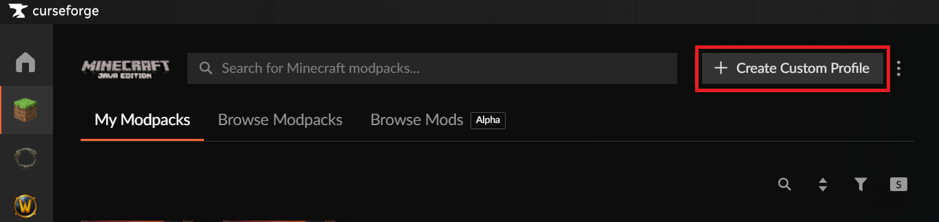 Créer un profil custom sur CurseForge